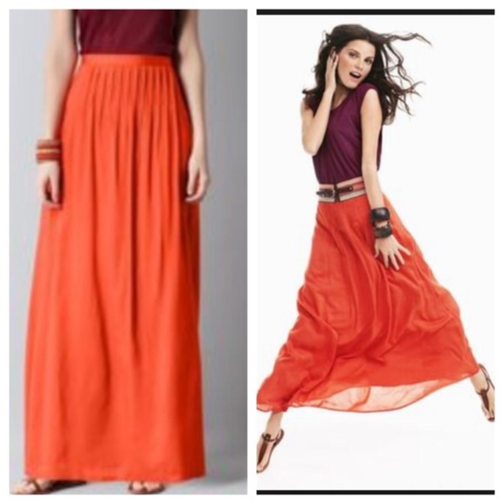 LOFT Orange Maxi Skirt